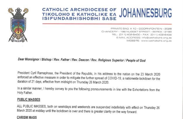 archdiocese letter